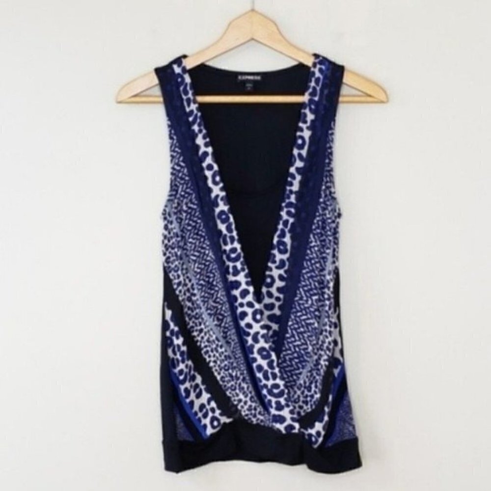 Express Faux Wrap Mixed Print Tank Top Size Small